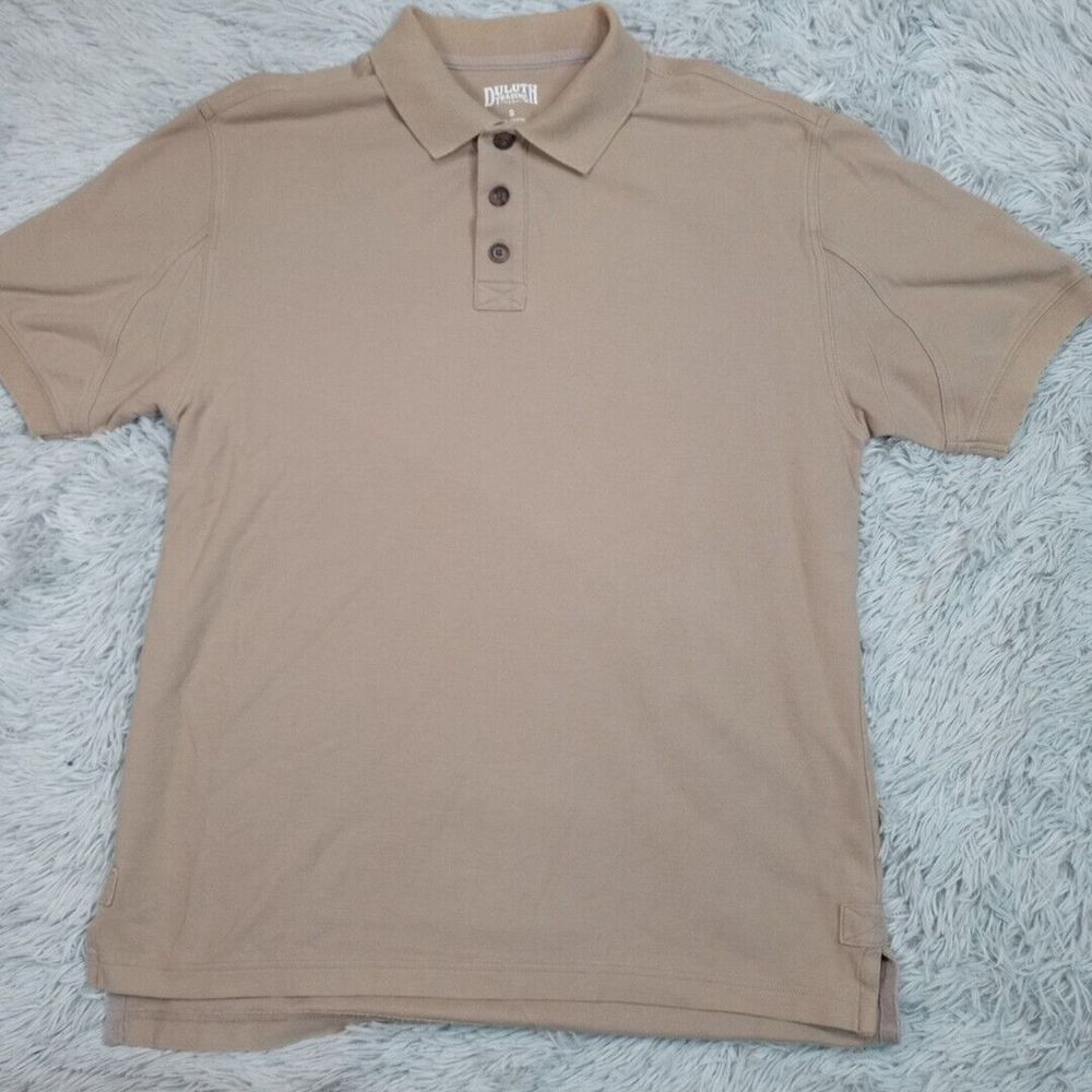 Duluth Trading Co. Shirt Mens S Beige Polo Golf Preppy Nerd Work Chore Casual - Picture 1 of 8